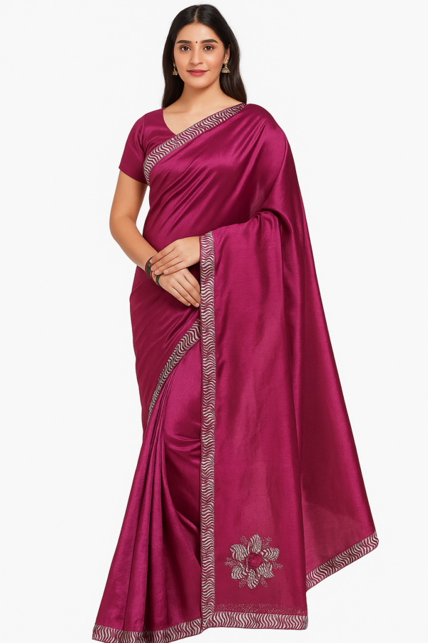 Silk Cotton Pink Saree